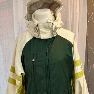 Burton Women’s Snowboard Jacket Winter Snow Ski White Green Hooded Sz M
